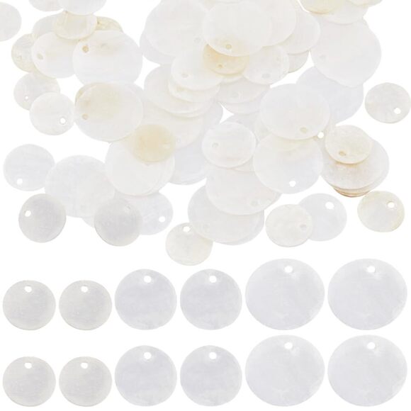 Jewelry - 7151 1 Box 180Pcs Round Capiz Shell Charms Bulk Shell Pendants Small Mussel